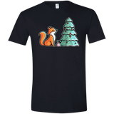 T-Shirts Black / X-Small Kawaii Cute Christmas Fox Men's Semi-Fitted Softstyle