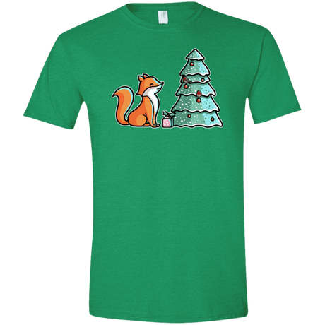 T-Shirts Heather Irish Green / M Kawaii Cute Christmas Fox Men's Semi-Fitted Softstyle