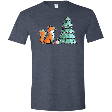 T-Shirts Heather Navy / S Kawaii Cute Christmas Fox Men's Semi-Fitted Softstyle