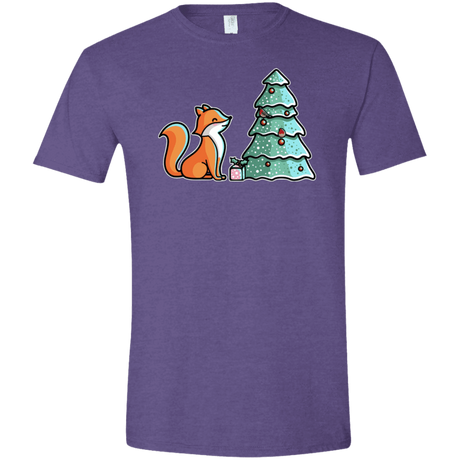 T-Shirts Heather Purple / S Kawaii Cute Christmas Fox Men's Semi-Fitted Softstyle