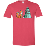 T-Shirts Heather Red / S Kawaii Cute Christmas Fox Men's Semi-Fitted Softstyle
