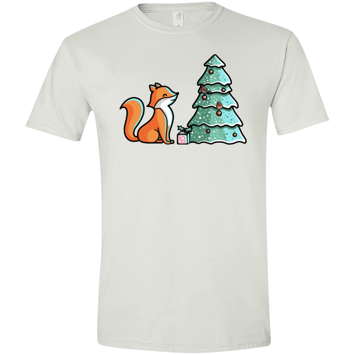 T-Shirts White / X-Small Kawaii Cute Christmas Fox Men's Semi-Fitted Softstyle
