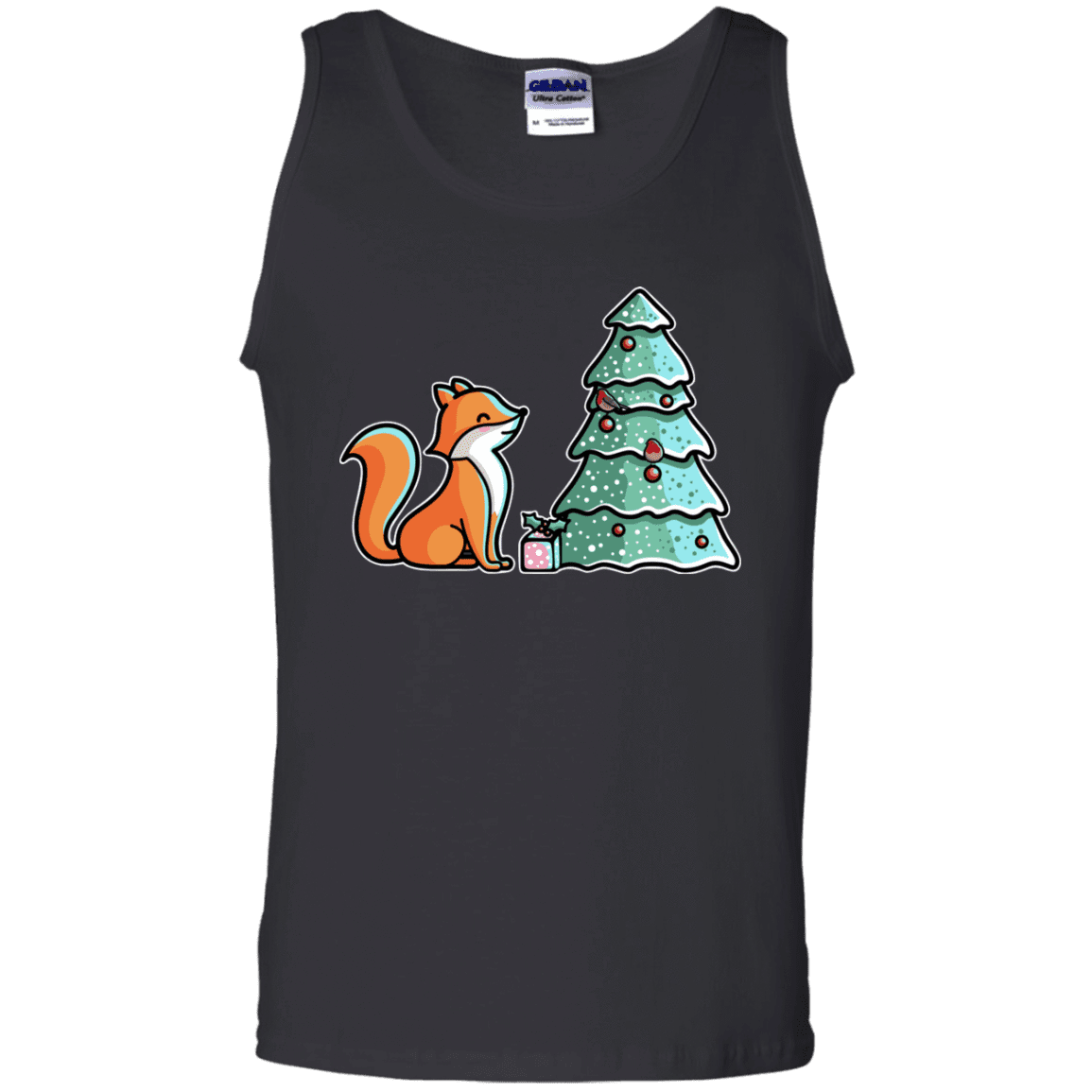 T-Shirts Black / S Kawaii Cute Christmas Fox Men's Tank Top