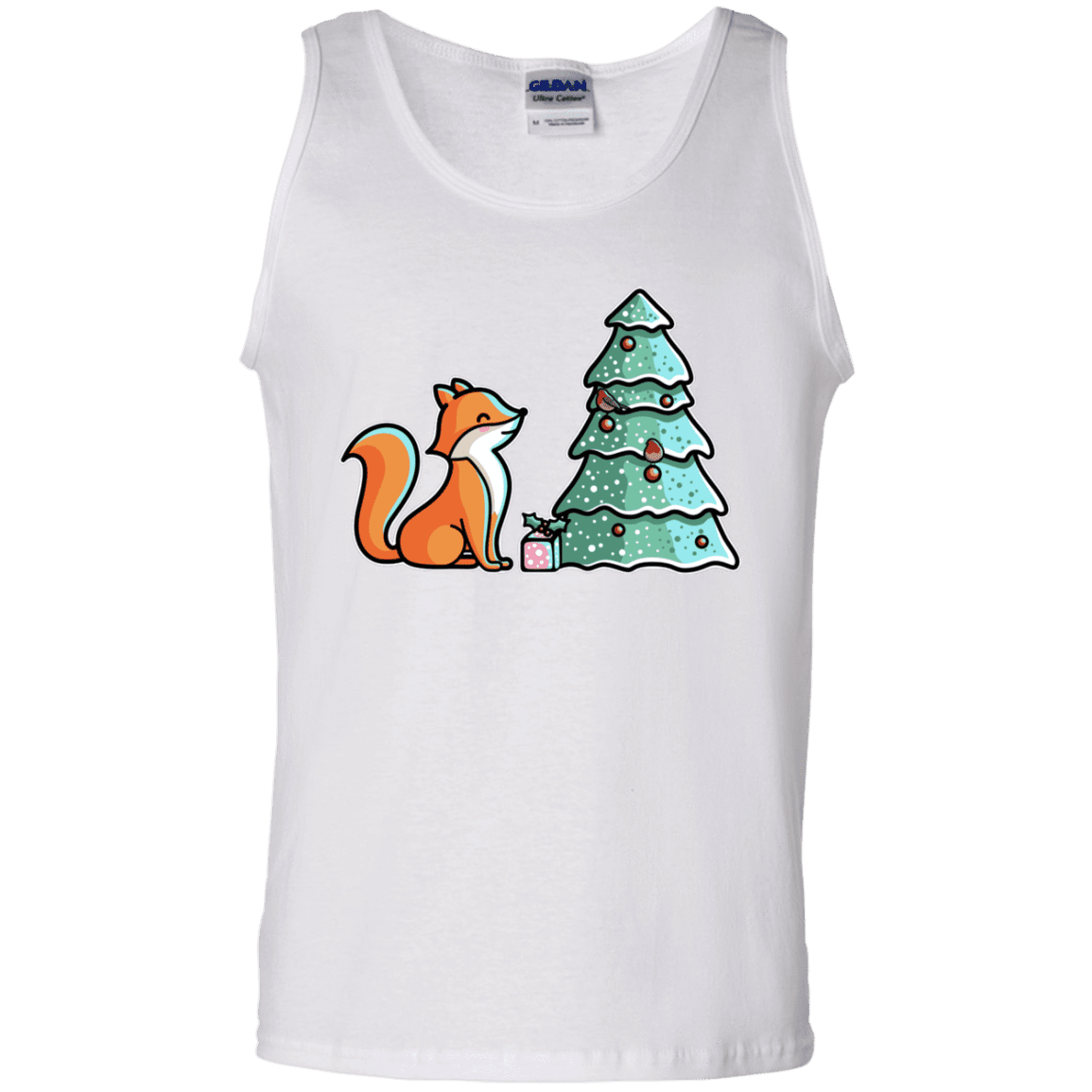T-Shirts White / S Kawaii Cute Christmas Fox Men's Tank Top