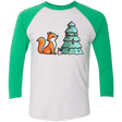 T-Shirts Heather White/Envy / X-Small Kawaii Cute Christmas Fox Men's Triblend 3/4 Sleeve