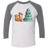 T-Shirts Heather White/Premium Heather / X-Small Kawaii Cute Christmas Fox Men's Triblend 3/4 Sleeve