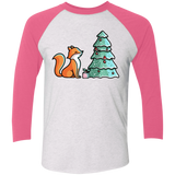 T-Shirts Heather White/Vintage Pink / X-Small Kawaii Cute Christmas Fox Men's Triblend 3/4 Sleeve