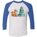 T-Shirts Heather White/Vintage Royal / X-Small Kawaii Cute Christmas Fox Men's Triblend 3/4 Sleeve