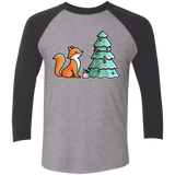 T-Shirts Premium Heather/Vintage Black / X-Small Kawaii Cute Christmas Fox Men's Triblend 3/4 Sleeve