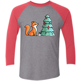 T-Shirts Premium Heather/Vintage Red / X-Small Kawaii Cute Christmas Fox Men's Triblend 3/4 Sleeve