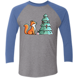 T-Shirts Premium Heather/Vintage Royal / X-Small Kawaii Cute Christmas Fox Men's Triblend 3/4 Sleeve