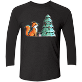 T-Shirts Vintage Black/Vintage Black / X-Small Kawaii Cute Christmas Fox Men's Triblend 3/4 Sleeve