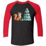 T-Shirts Vintage Black/Vintage Red / X-Small Kawaii Cute Christmas Fox Men's Triblend 3/4 Sleeve