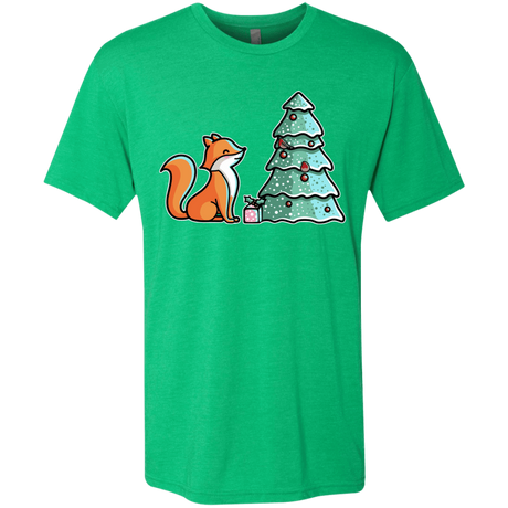 T-Shirts Envy / S Kawaii Cute Christmas Fox Men's Triblend T-Shirt