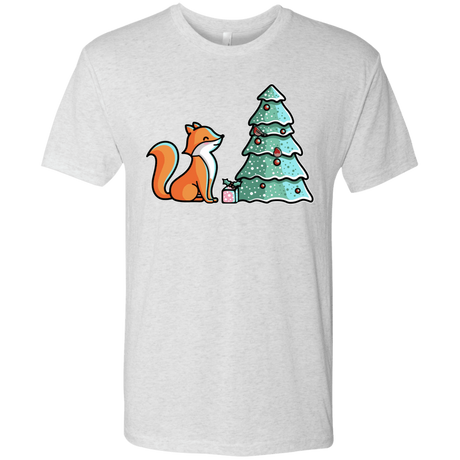 T-Shirts Heather White / S Kawaii Cute Christmas Fox Men's Triblend T-Shirt