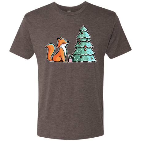 T-Shirts Macchiato / S Kawaii Cute Christmas Fox Men's Triblend T-Shirt