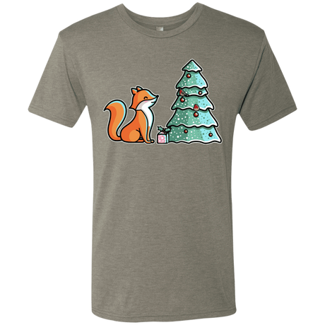 T-Shirts Venetian Grey / S Kawaii Cute Christmas Fox Men's Triblend T-Shirt