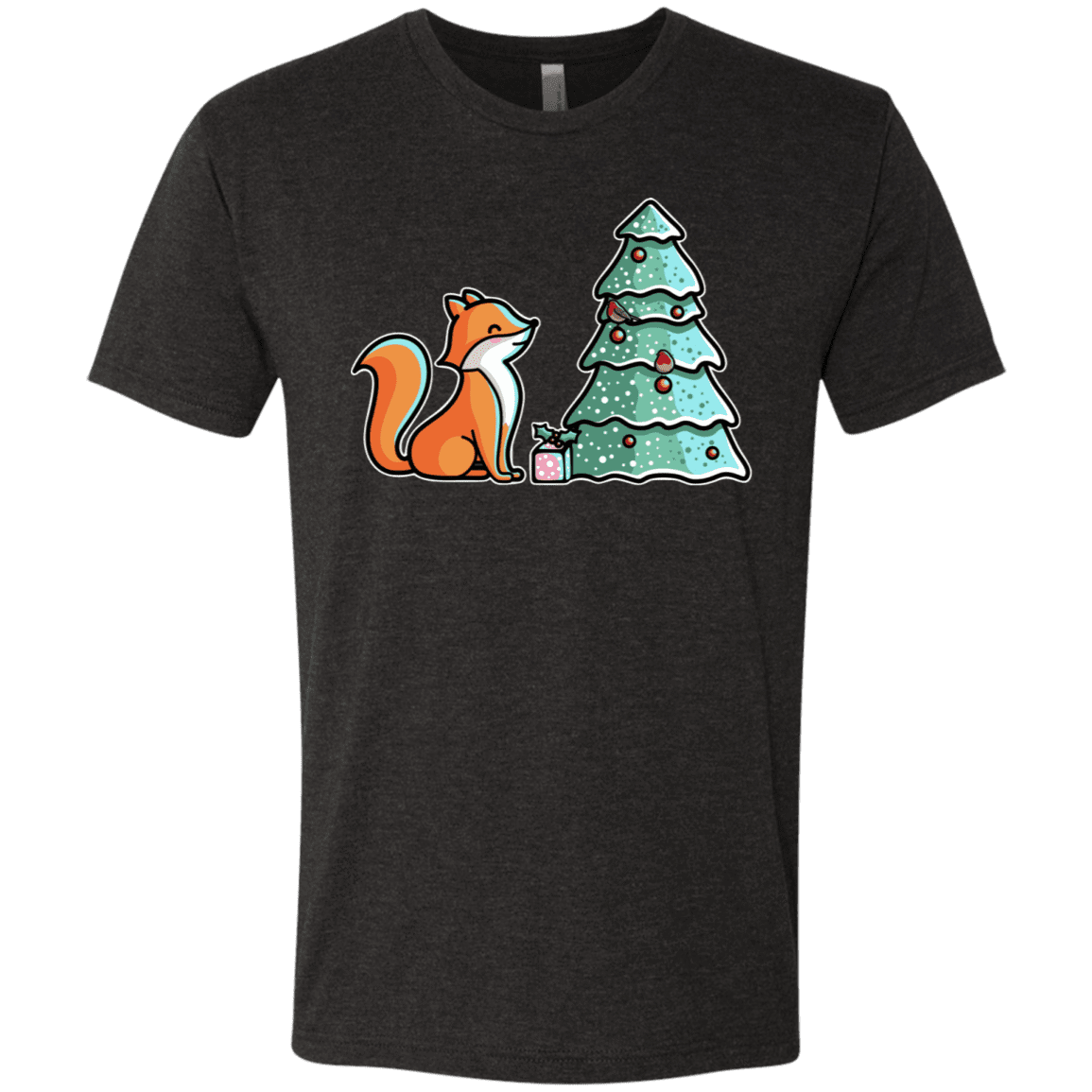 T-Shirts Vintage Black / S Kawaii Cute Christmas Fox Men's Triblend T-Shirt
