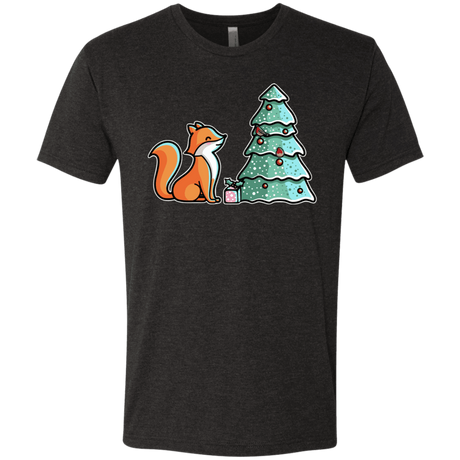 T-Shirts Vintage Black / S Kawaii Cute Christmas Fox Men's Triblend T-Shirt