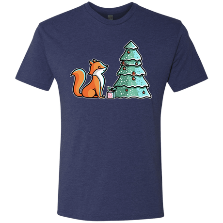 T-Shirts Vintage Navy / S Kawaii Cute Christmas Fox Men's Triblend T-Shirt