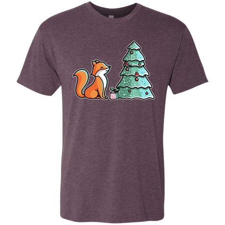 T-Shirts Vintage Purple / S Kawaii Cute Christmas Fox Men's Triblend T-Shirt