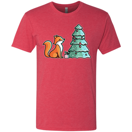 T-Shirts Vintage Red / S Kawaii Cute Christmas Fox Men's Triblend T-Shirt