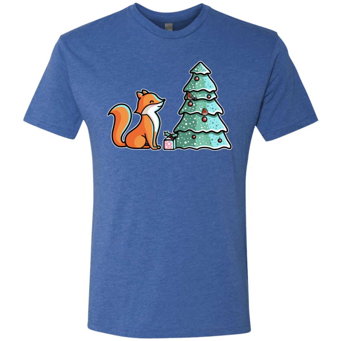 T-Shirts Vintage Royal / S Kawaii Cute Christmas Fox Men's Triblend T-Shirt