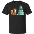 T-Shirts Black / S Kawaii Cute Christmas Fox T-Shirt