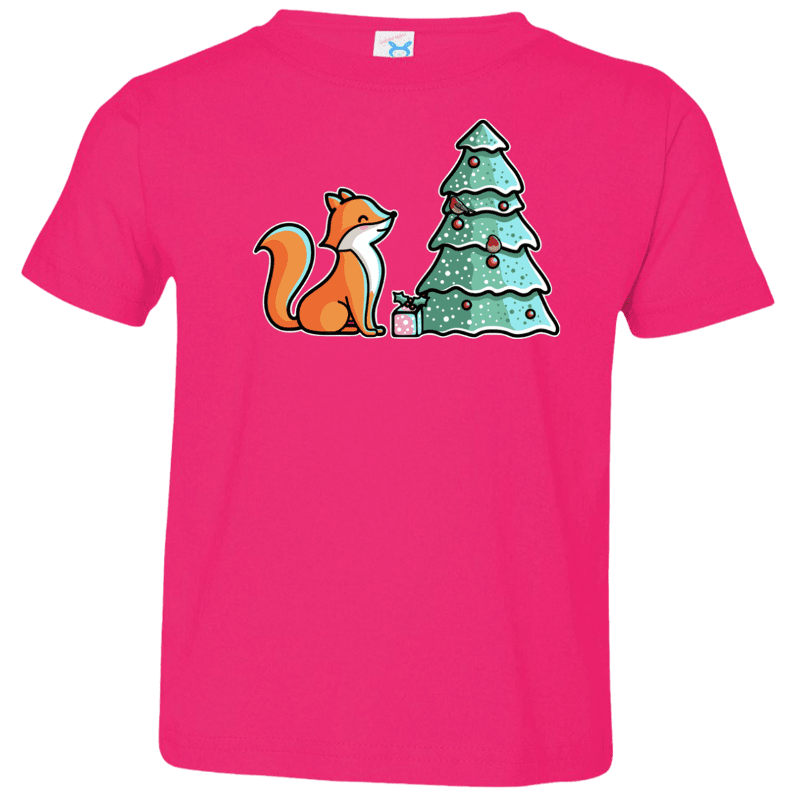 T-Shirts Hot Pink / 2T Kawaii Cute Christmas Fox Toddler Premium T-Shirt