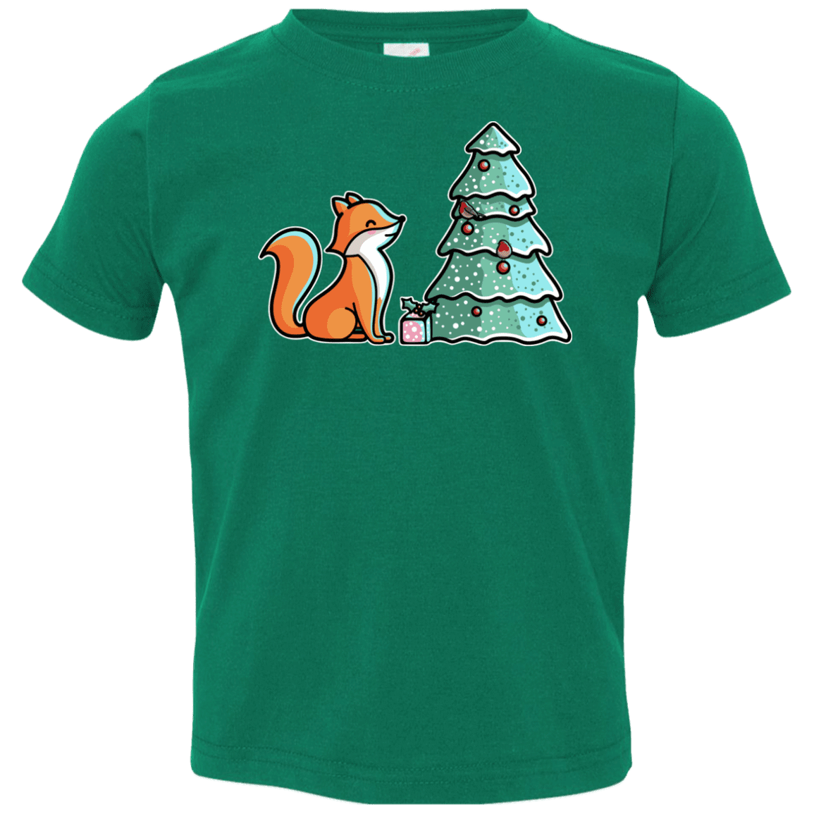T-Shirts Kelly / 2T Kawaii Cute Christmas Fox Toddler Premium T-Shirt