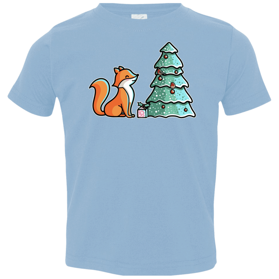 T-Shirts Light Blue / 2T Kawaii Cute Christmas Fox Toddler Premium T-Shirt