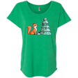 T-Shirts Envy / X-Small Kawaii Cute Christmas Fox Triblend Dolman Sleeve