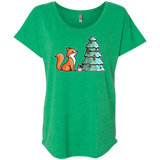 T-Shirts Envy / X-Small Kawaii Cute Christmas Fox Triblend Dolman Sleeve