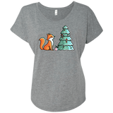 T-Shirts Premium Heather / X-Small Kawaii Cute Christmas Fox Triblend Dolman Sleeve