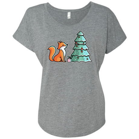 T-Shirts Premium Heather / X-Small Kawaii Cute Christmas Fox Triblend Dolman Sleeve
