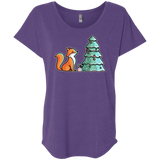 T-Shirts Purple Rush / X-Small Kawaii Cute Christmas Fox Triblend Dolman Sleeve