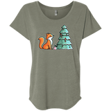 T-Shirts Venetian Grey / X-Small Kawaii Cute Christmas Fox Triblend Dolman Sleeve