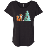 T-Shirts Vintage Black / X-Small Kawaii Cute Christmas Fox Triblend Dolman Sleeve