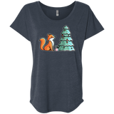T-Shirts Vintage Navy / X-Small Kawaii Cute Christmas Fox Triblend Dolman Sleeve