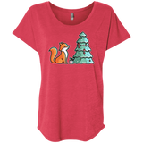 T-Shirts Vintage Red / X-Small Kawaii Cute Christmas Fox Triblend Dolman Sleeve
