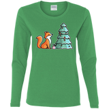 T-Shirts Irish Green / S Kawaii Cute Christmas Fox Women's Long Sleeve T-Shirt