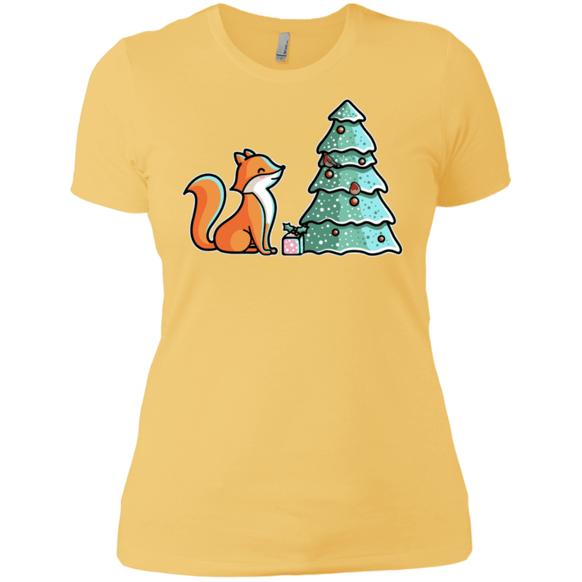T-Shirts Banana Cream/ / X-Small Kawaii Cute Christmas Fox Women's Premium T-Shirt