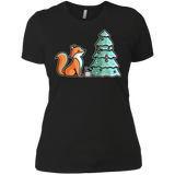 T-Shirts Black / X-Small Kawaii Cute Christmas Fox Women's Premium T-Shirt