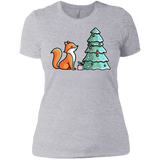 T-Shirts Heather Grey / X-Small Kawaii Cute Christmas Fox Women's Premium T-Shirt