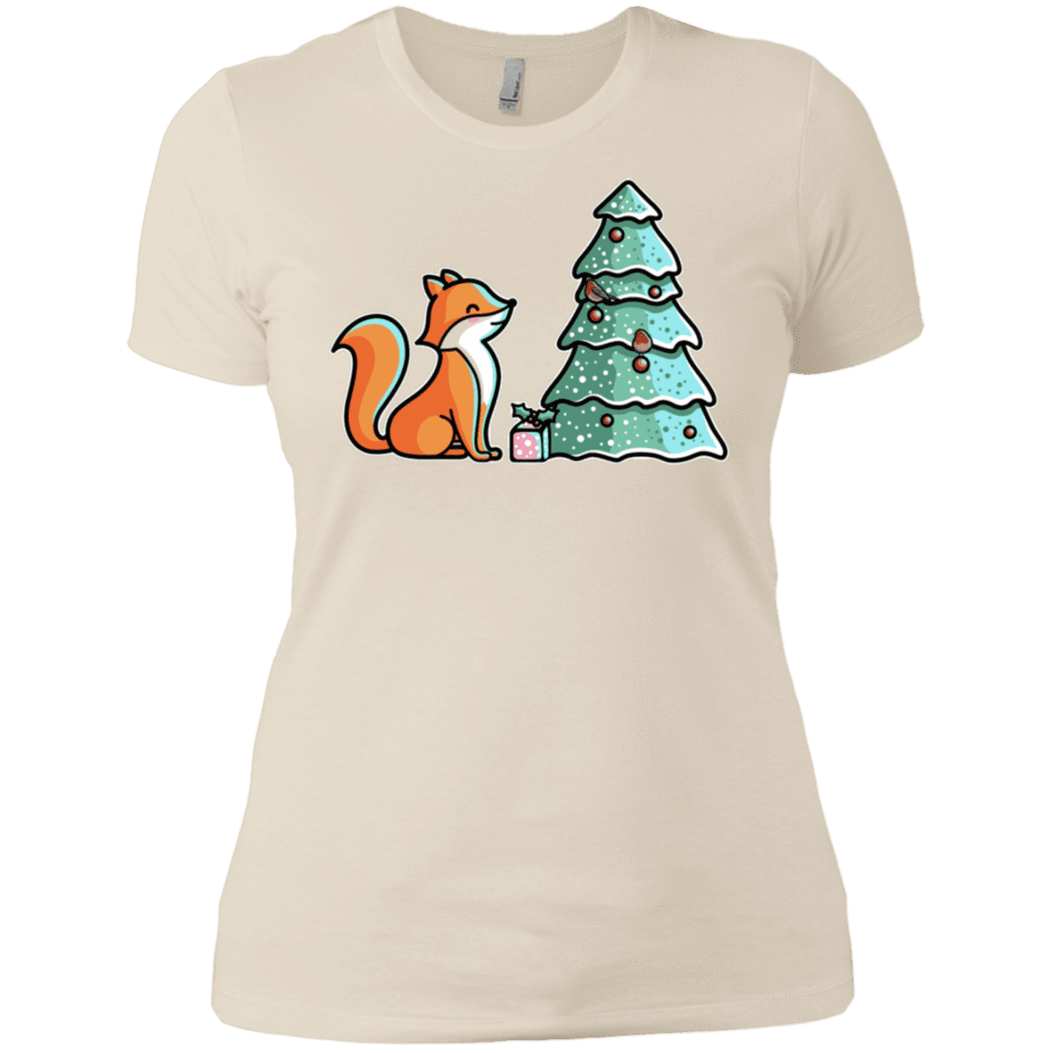 T-Shirts Ivory/ / X-Small Kawaii Cute Christmas Fox Women's Premium T-Shirt