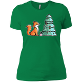 T-Shirts Kelly Green / X-Small Kawaii Cute Christmas Fox Women's Premium T-Shirt