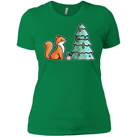 T-Shirts Kelly Green / X-Small Kawaii Cute Christmas Fox Women's Premium T-Shirt