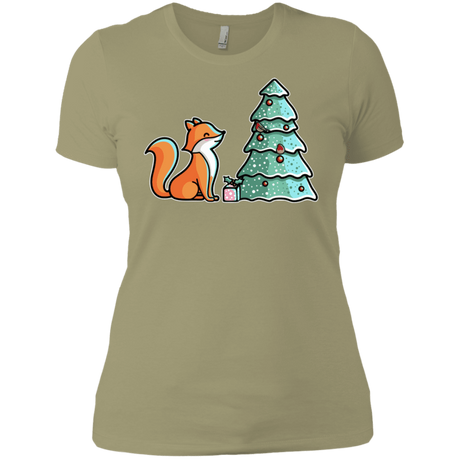 T-Shirts Light Olive / X-Small Kawaii Cute Christmas Fox Women's Premium T-Shirt