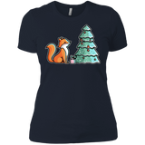 T-Shirts Midnight Navy / X-Small Kawaii Cute Christmas Fox Women's Premium T-Shirt