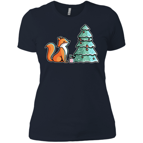 T-Shirts Midnight Navy / X-Small Kawaii Cute Christmas Fox Women's Premium T-Shirt